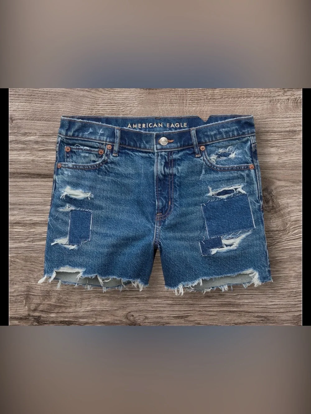 AE 3” Rigid Super High Waist Relaxed Denim Shorts SZ 8 - Picture 1 of 14